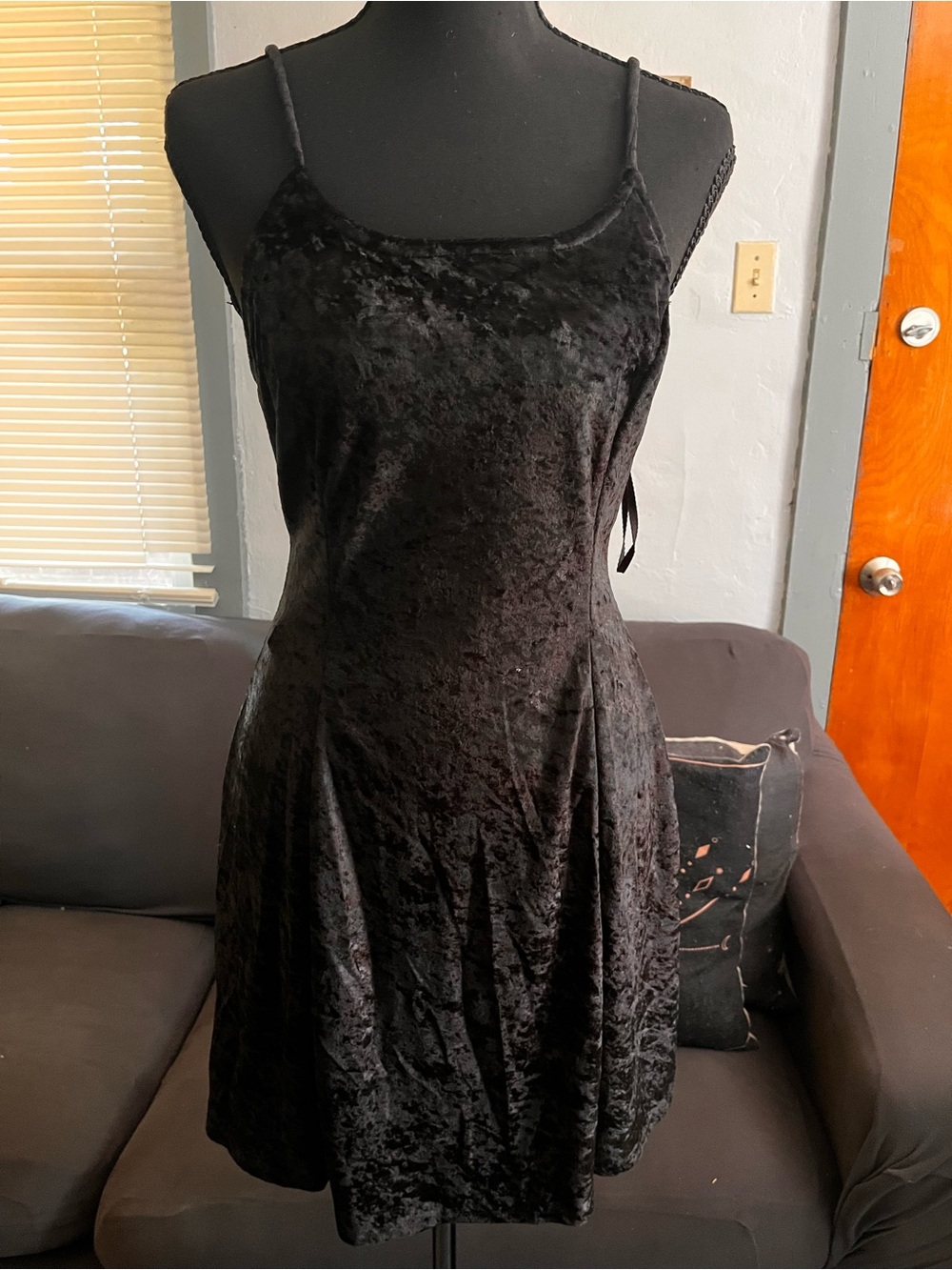 Vintage Jamie Brooke Black Crushed Velvet Slip Dress